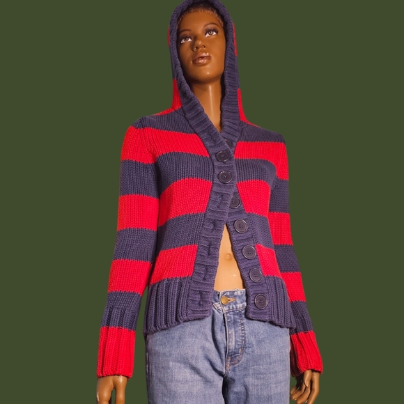 Vintage Mossimo Stripe Cardigan Super Chunky Knit - Picture 4 of 4